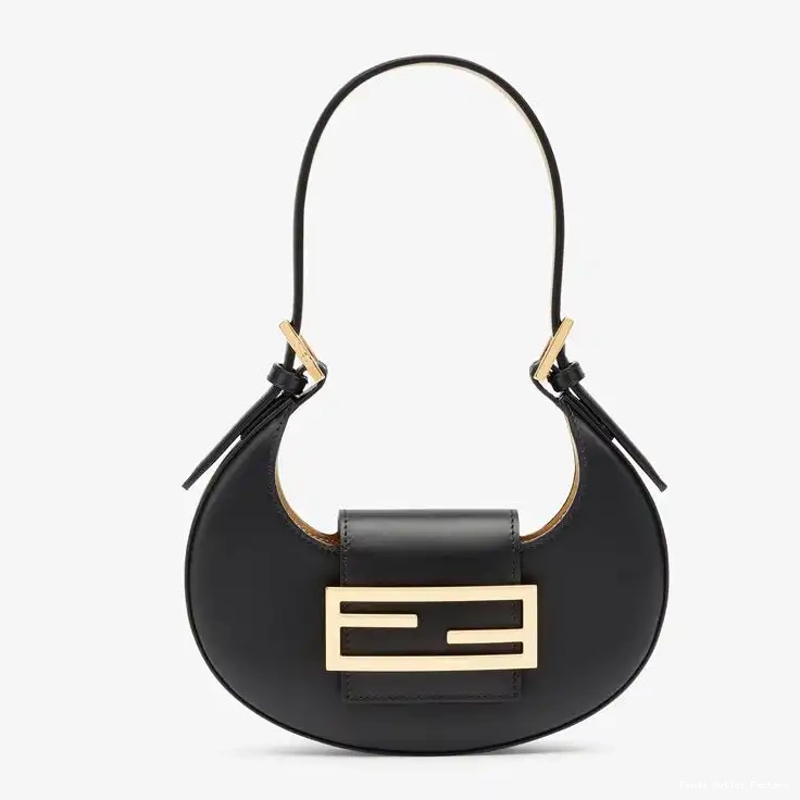 Cheap HOT Bag Hobo In Black Mini Fendi Cookie Calf Leather 0623